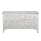 Rajmahal Bone Inlay 7 Drawer Chest of Drawers - Grey Geometric
