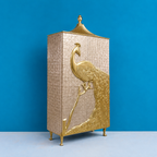 Virasat Handmade Brass Golden Peacock Wardrobe