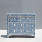 Ranibagh Navy Blue & White Floral Bone Inlay Cabinet