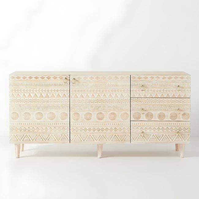Rajmira Lyovy Carved Mango Wood Sideboard Main Image