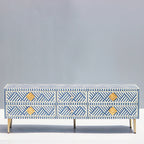 Riwaayat Blue & White Chevron Bone Inlay TV Unit