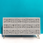 Charbagh Bone Inlay Chest of Drawers with Floral Design – Luxury Storage Cabinet