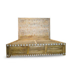 Handcrafted Solid Mango Wooden Bed in Natural Finish - Mandala Patterned
