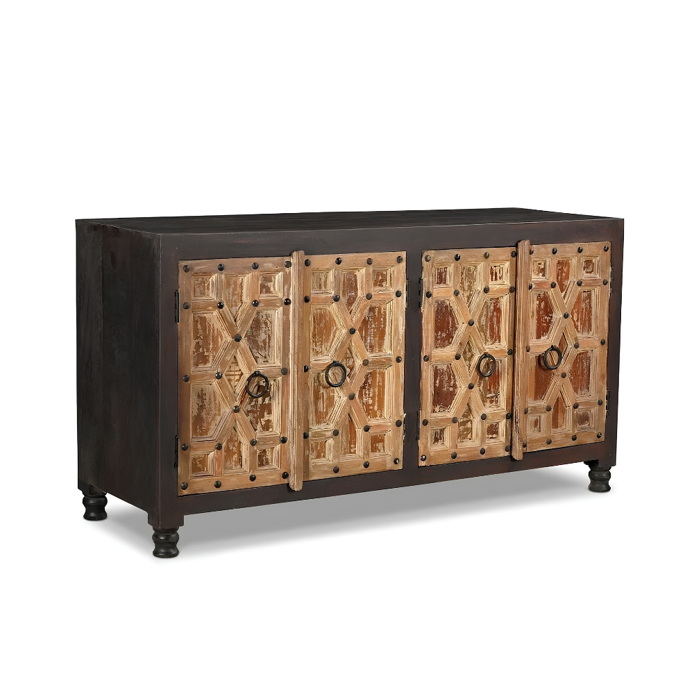 Vintage Distressed Doors Two Tone Sideboard