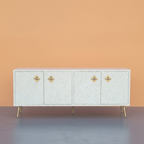 Virāsat Bone Inlay Storage White Media Unit / Sideboard ( Optical Design )
