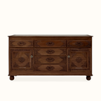 Rajwada Hand-Carved Wooden Sideboard – 6-Drawer & 2-Door Ornate Storage Cabinet