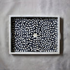 Padharo Handmade Bone Inlay Wooden Modern Floral Pattern Serving Tray