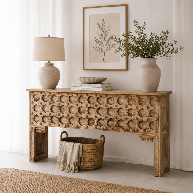 Handmade Made Vintage Touch Solid Mango Wood Console Table Main Image