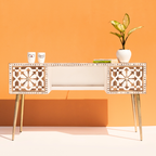 Bone Inlay 2 Drawers Study Office Desk Moroccan Pattern
