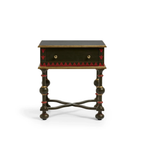 Madhushala Hand Painted Till Dark Green Bedside Table