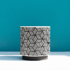 Meenakari Handcrafted Black & White Bone Inlay Round Stool Cum Side Table