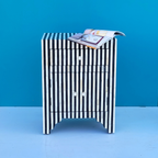 Keshari Black And White Striped Pattern Bone Inlay 2 Drawers Bedside Table