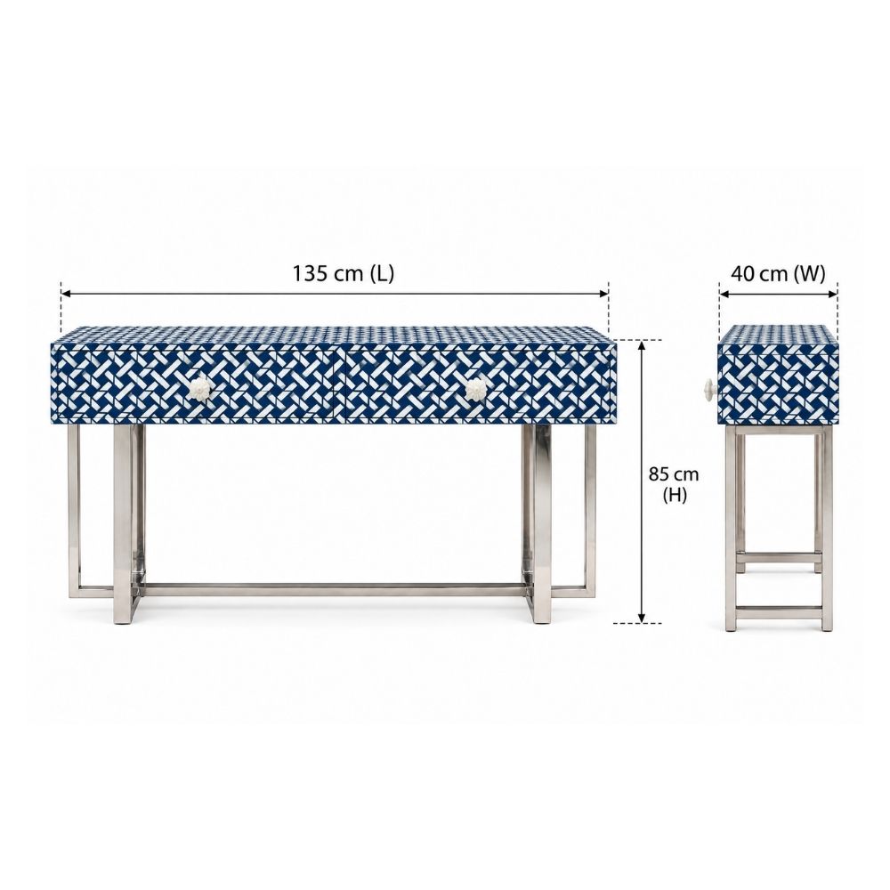 Sheeshmahal Bone Inlay 2 Drawers Console Table