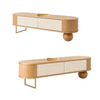 Jhrokha Solid Wood TV Unit – Natural Wooden TV Console