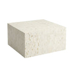 Mother of Pearl Inlay Square Coffee Table, White Luxury Coffee Table