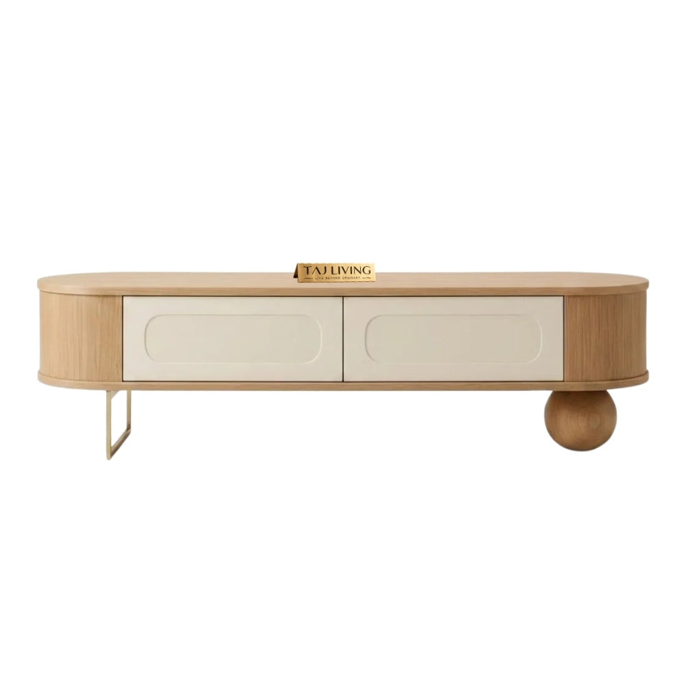 Jhrokha Solid Wood TV Unit – Natural Wooden TV Console
