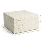 Mother of Pearl Inlay Square Coffee Table, White Luxury Coffee Table