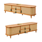 Filmoma Solid Wood & Cane TV Unit – Natural Wooden TV Console