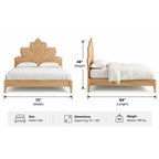 Maharani Hand-Carved Wood Super King Bed – Botanical Leaf Motif Wooden Bed Frame