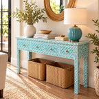 Noor Mahal Mother of Pearl Inlay 4 Drawers Console Table