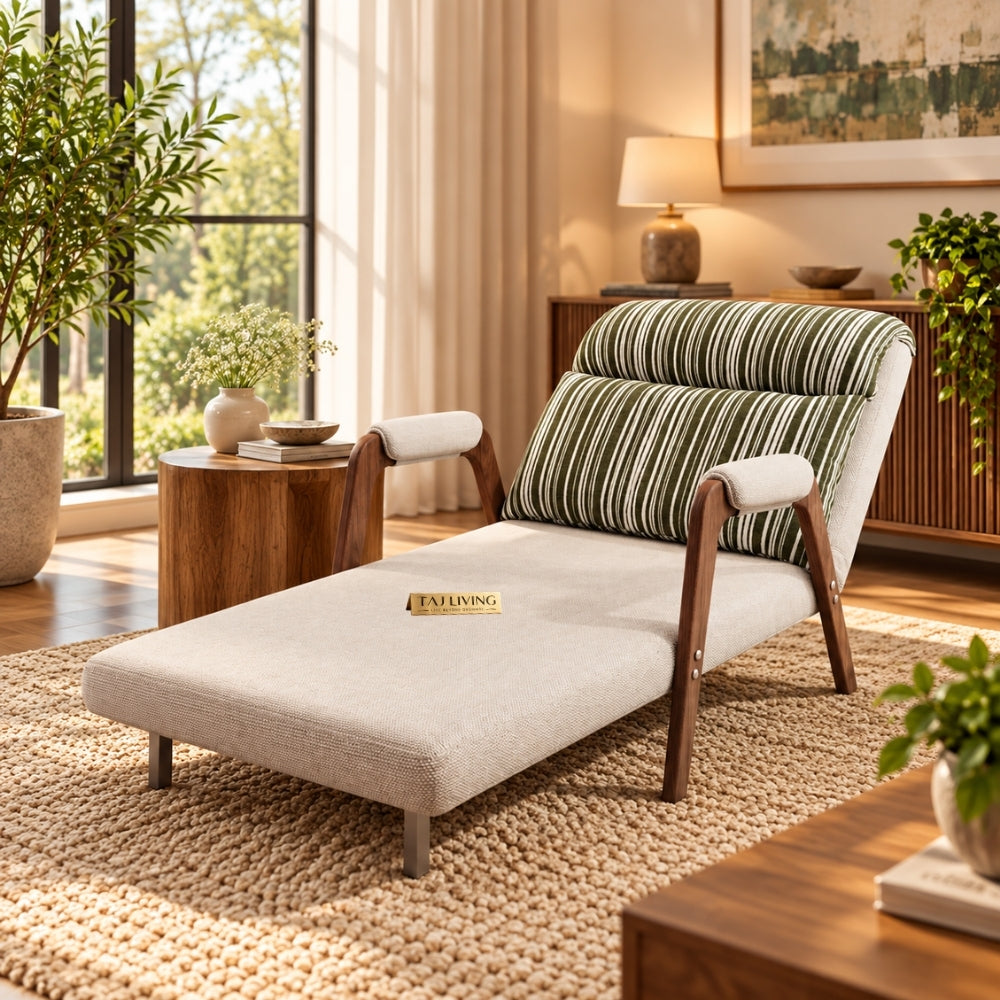 Beige 3-in-1 Cotton Linen Foldable Reclining Sofa Bed