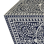 Bone Inlay Blue & White Floral 4-Door TV Unit Media Cabinet