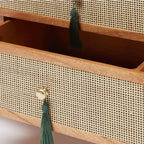 Filmoma Solid Wood & Cane TV Unit – Natural Wooden TV Console