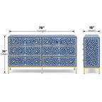 Regal Vine Bone Inlay Sideboard Cabinet - Floral Pattern