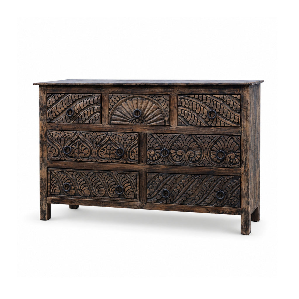 Meerabagh Hand Carved Chest of 7 Drawers