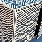 Parampara Bone Inlay Black & White 3 Door Storage Sideboard with Gold-toned legs