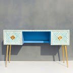 Jodhana Bone Inlay Sky Blue Console Table / Home - Office Study Desk
