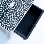 Heritage Black Bone Inlay Bedside Chest with 2 Drawers