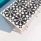 Riwayat Black & White Bone Inlay TV Unit with Drawers