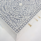 Prayagraj Floral Bone Inlay Cabinet with Gold-Finish Legs – 2 Door