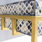 Dharohar Blue Bone Inlay Console Table - Geometric Pattern