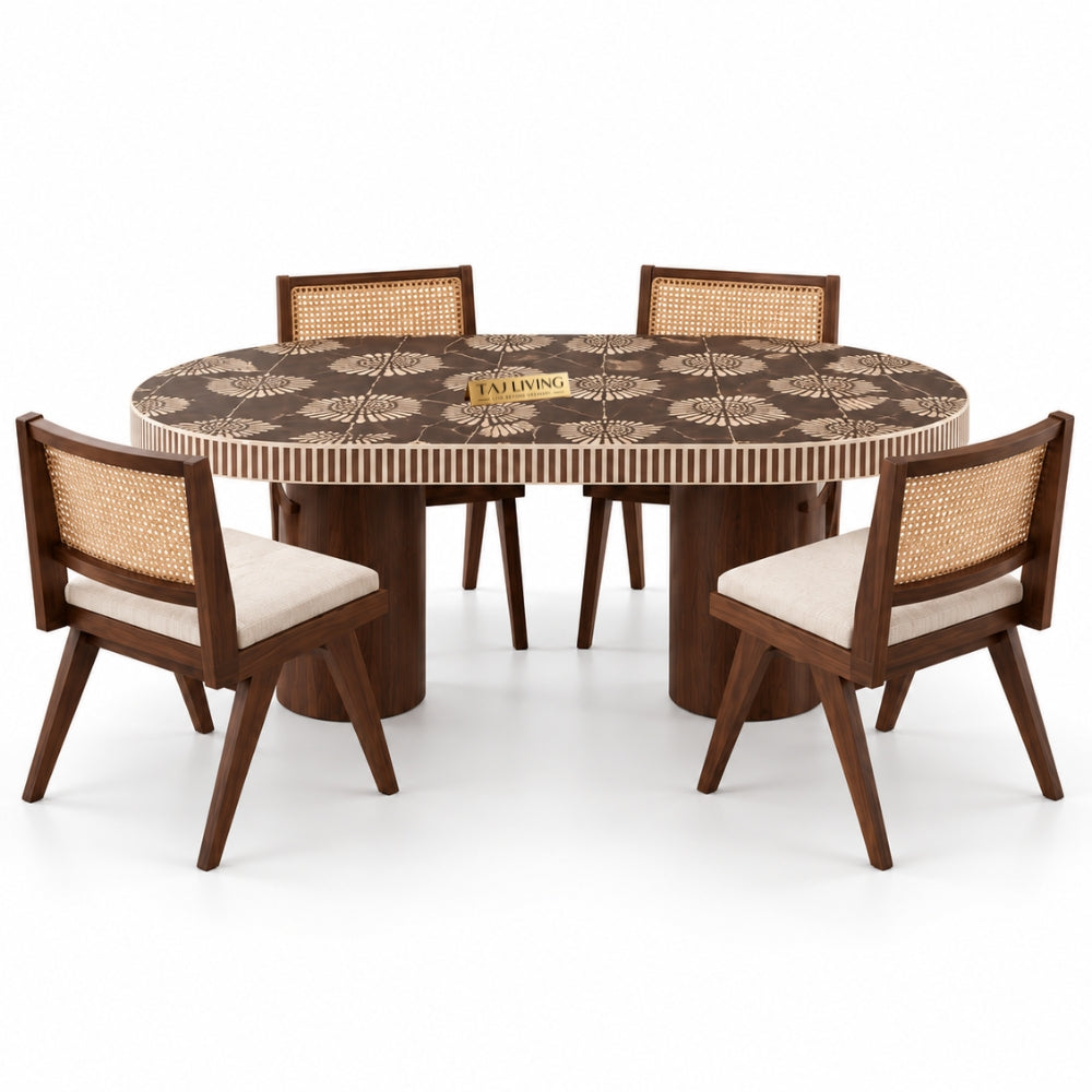 Bone Inlay Dining Table – Handcrafted 6 Seater Luxury Dining Table