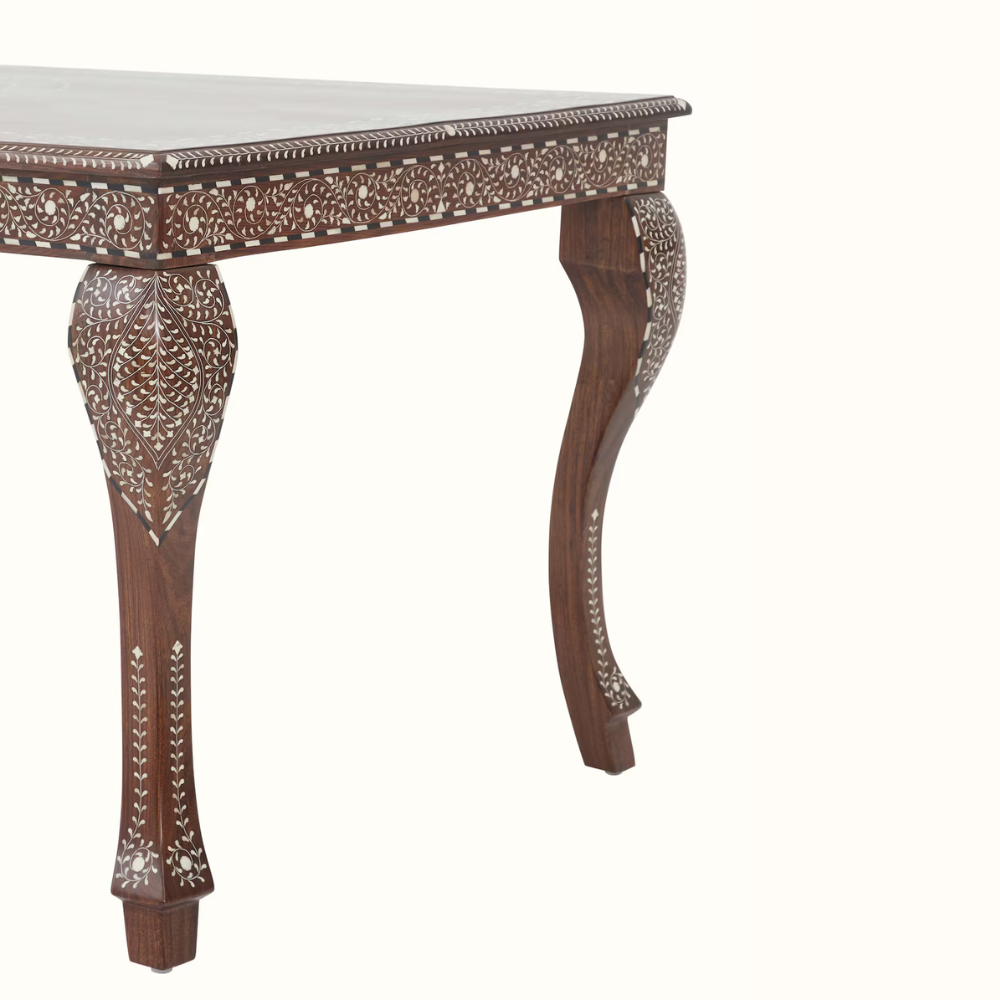 Riwaayat Hand-Carved Wooden Bone Inlay 6 - seater Dining Table