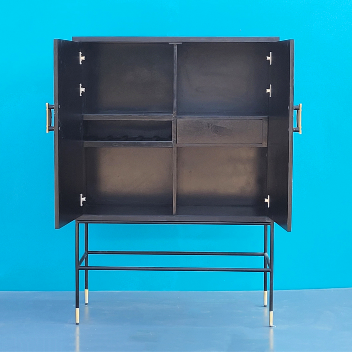 Kashvi Black & White Bone Inlay 2-Door Cabinet – Geometric Design