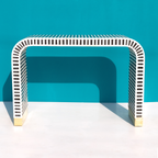 Nakashi Black & White Bone Inlay Console Table with Curved Design