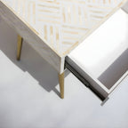 Kesarika Bone Inlay 1 Drawer White Bedside Table