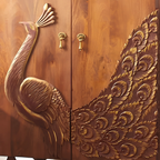 Maharaja Wooden Peacock Storage Cabinet