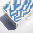 Riwaayat Blue & White Chevron Bone Inlay TV Unit