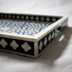 Padharo Handmade Bone Inlay Wooden Modern Floral Pattern Serving Tray