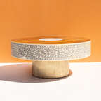 Royal Round Bone Inlay Coffee Table with Wooden Top