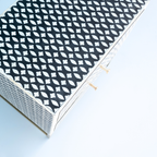 Modern Black & White Bone Inlay Bedside Table with 2 Drawers