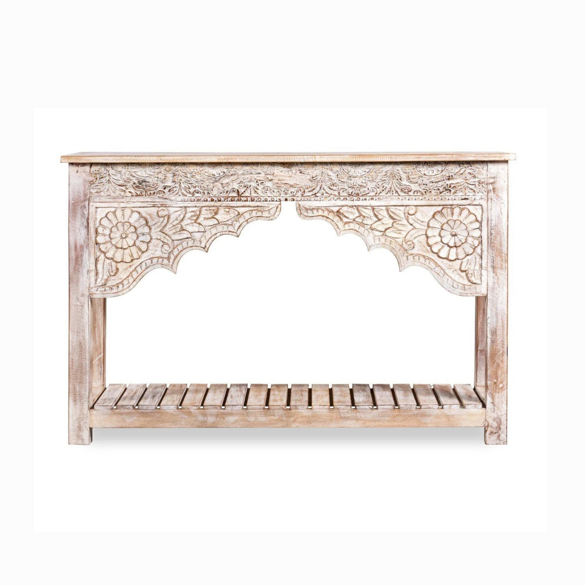 Rajwada Handmade White Wash Console Table