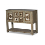 Modern Solid Wood & Brass Accent Console With Drawers