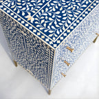 Regal Vine Bone Inlay Sideboard Cabinet - Floral Pattern