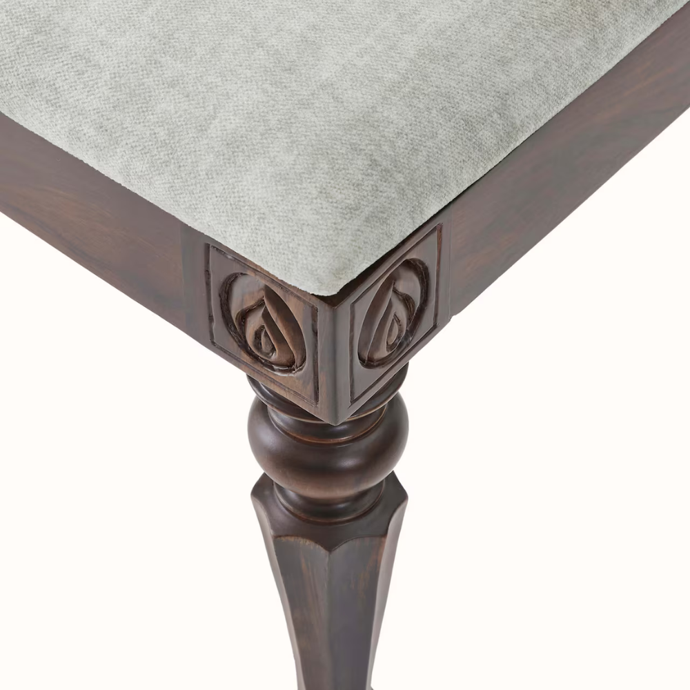 Sultanat Upholstered Carved Wooden Dining Chair (2 Pcs)