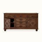 Rajwada Hand-Carved Wooden Sideboard – 6-Drawer & 2-Door Ornate Storage Cabinet